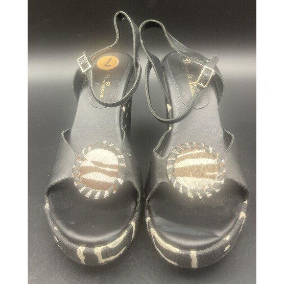 Diego Di Lucca Womens Black Platform Wedge Sandals Sz 7 - Picture 4 of 4